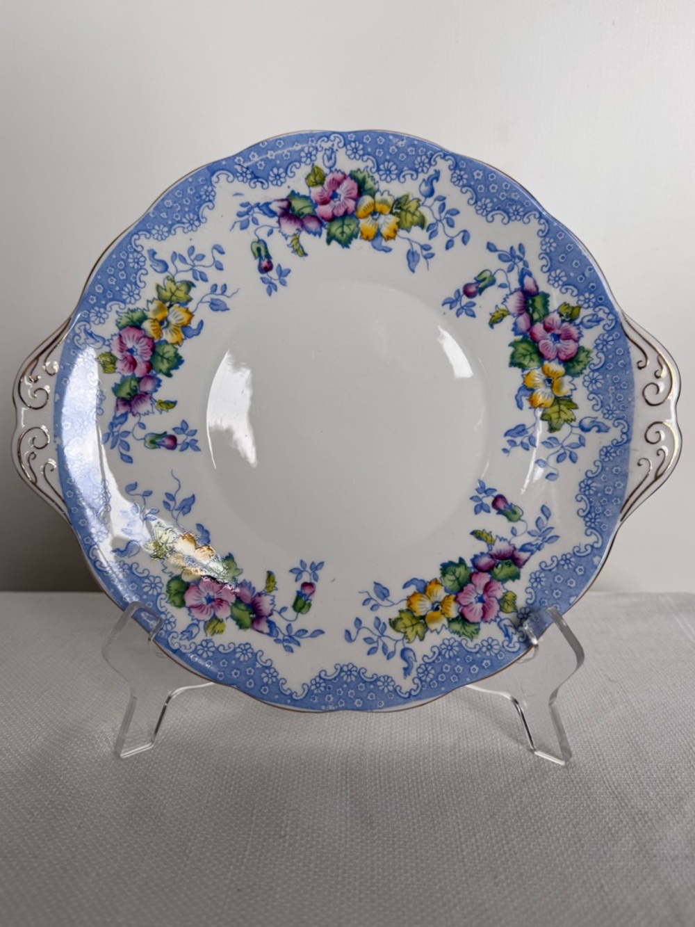 Royal Albert Lovelace Bone China handled cake plate blue pattern - Discontinued - Picture 2 of 7